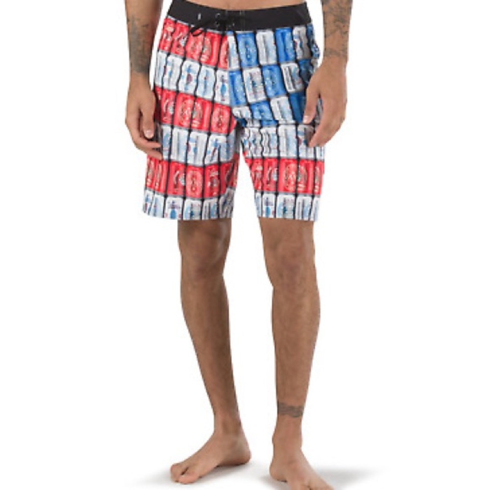 Vans Ameri Can Board Shorts 36 Waist Beer Can USA